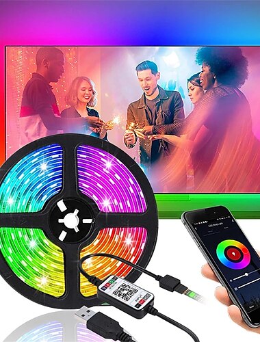  3m 9.8ft LED USB Strip Light TV Backlight RGB Color Changing Smart APP Bluetooth Control Music Sync SMD 5050 Home Party Holiday Décor