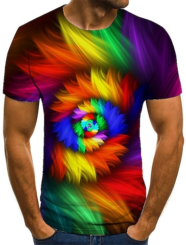  Men\'s Unisex T shirt Tee Tee Short Sleeve Rainbow Graphic Prints Round Neck Rainbow 3D Print Plus Size Casual Daily Print Clothing Apparel Basic Fashion Designer Big and Tall