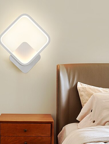  lightinthebox סיליקון led מנורת קיר עגולה מרובעת 8w 2-in-1 מנורת קיר ביתית עם מתג eu/us תקע מתאים לחדר שינה ומסעדה