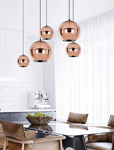 Wisiorek led Light różowe złoto kula ziemska projekt wyspa kuchenna 15cm 20cm 25cm pojedynczy desgin metal galwanizowany nowoczesna jadalnia salon 110-120v 220-240v