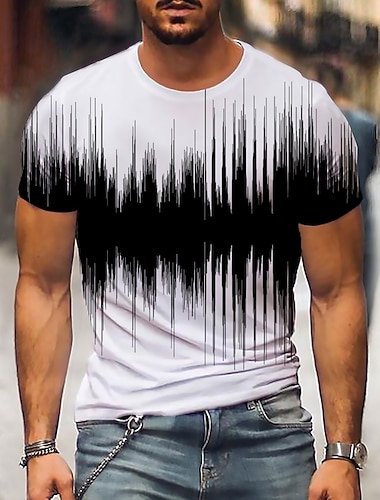  Męskie Podkoszulek Koszula Graficzny 3D Okrągły dekolt czarny / biały Zielony Tęczowy Czerwony Biały Druk 3D Puszysta Codzienny Wyjściowe Krótki rękaw Nadruk Odzież Moda miejska
