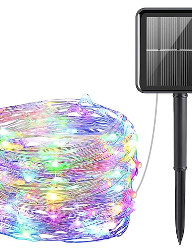  elegante bruiloft receptie feest buiten zonne-led lichtsnoer bruiloft decoratie 10m 33ft 100 led 8 verlichtingsmodi waterdichte lichtsnoeren tuin kerst bruiloft verjaardag feest vakantie decoratie