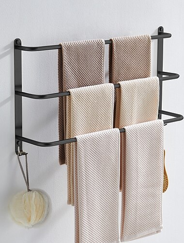  fürdőszobai háromrétegű polc kampókkal rozsdamentes acél többfunkciós törölközőtartó polírozott ezüst és szálcsiszolt nikkel 1db