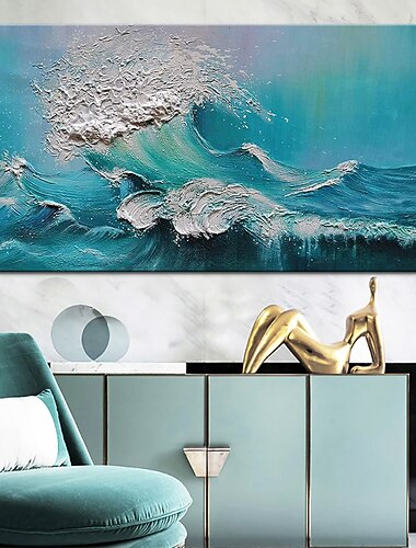 油絵手作り手描きの壁アート現代抽象風景青海海波家の装飾の装飾ロールキャンバスなしフレーム伸ばされていない 油絵手作り手描きの壁アート現代抽象風景青海海波家の装飾の装飾ロールキャンバスなしフレーム伸ばされていない