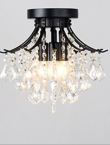  led mini plafondlamp kristallen kroonluchter veranda licht gang licht zwart goud 30cm lantaarn desgin inbouwverlichting metalen geschilderde afwerkingen 220-240v 110-120v