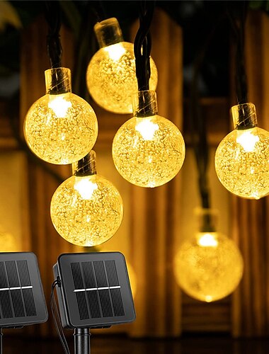 solsträngsljus utomhus 100led klot älva vattentäta lampor 8-läge 12m / 40ft inomhus / utomhus soldrivna stränglampor för trädgård uteplats gård hem julpartier bröllop
