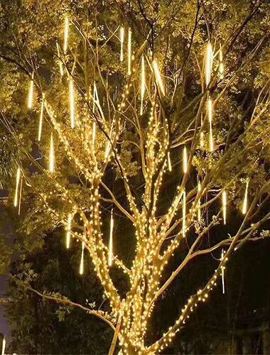  outdoor solar led meteorenregen regenlichten vakantie lichtslingers waterdichte tuin licht 8 buizen 144 leds voor tuin boom kleurrijke decoratie landschap verlichting