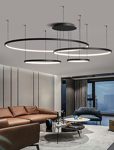  40 60 80 cm Dimmable LED Pendant Lights Circle Design Aluminum Silica gel Modern Style Classic Circle Black Contemporary Modern 220-240V 110-240 V