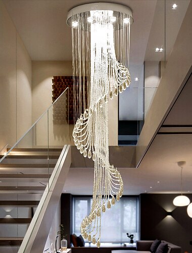  Oświetlenie sufitowe led kryształowy żyrandol 200cm latarnia desgin stal nierdzewna galwanizowana nowoczesny 220-240v 110-120v