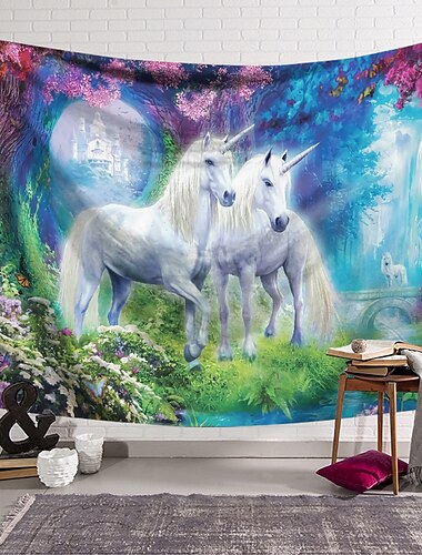  Unicorn Wall Tapestry Art Decor Blanket Curtain Hanging Home Bedroom Living Room Decoration Polyester