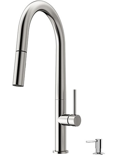  köksblandare, roterbar utdragbar/neddragbar mässing högbågig nickelborstad/målad finish med ett handtag ett håls kökskranar med varm- och kallbrytare