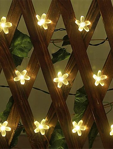  Luzes de Cordao Solar ao Ar Livre 2pcs 1pcs 8 Modelos Flor de Cerejeira 6,5m 30 LED Luz de Cordao Solar para Decoracao do Jardim de Casa 5m 20 leds A prova d\'agua Luzes de Fada para Festa Lampada
