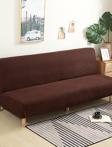  stretch futon sofföverdrag vinrött överdrag elastisk soffa vit grå vanlig armlös soffa möbelskydd solid mjuk tålig tvättbar