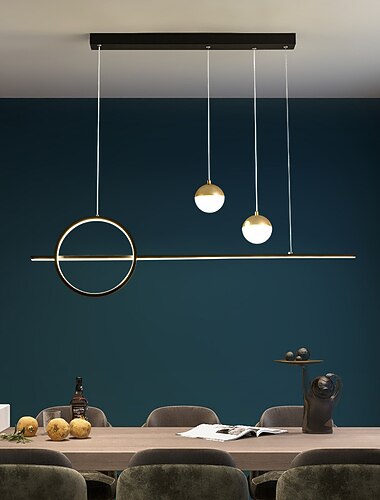 suspension led ilot de cuisine lumiere moderne noir or 80cm lanterne desgin suspension en metal finitions peintes moderne 220-240v 110-120v