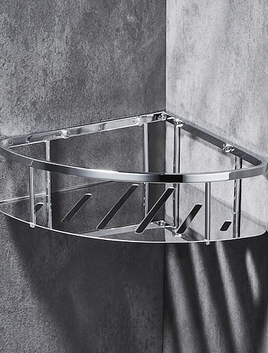  etagere de salle de bain pour produits de lavage, luminaire de bain, nouveau design creatif contemporain moderne, mural en acier inoxydable 304, triangle rectangle 1pc