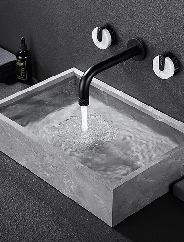 tvättställsblandare i badrummet - vridbar / väggfäste målad finish monteras inuti två handtag tre hålbadkranar tvättställsblandare i badrummet - vridbar / väggfäste målad finish monteras inuti två handtag tre hålbadkranar