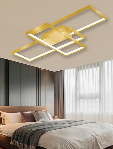  105cm led 3-lichts plafondlamp aluminium geometrisch patroon lineair inbouwlicht moderne stijl geschilderde afwerkingen dimbaar kantoor eetkamer verlichting alleen dimbaar met afstandsbediening