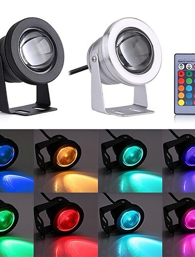  Pond Fountain Light RGB LED Underwater Pool Spotlight with Remote Control 10W Color Changing LED Dimmable 12V for Pool Lighting