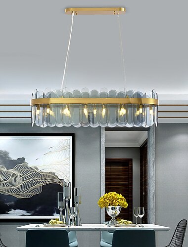  أدى ضوء قلادة المطبخ جزيرة ضوء الحديثة الفاخرة زجاج الثريا الشمال جو البيضاوي غرفة المعيشة الثريا دراسة مصباح 80 سم 100 سم ac110-240 فولت