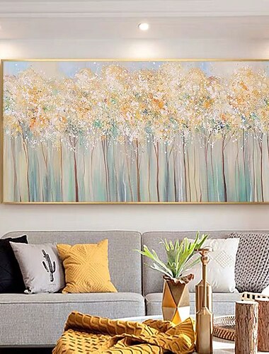 Pintura al óleo pintada a colgar Pintada a mano Vertical Abstracto Paisaje Moderno Sin marco interior  (sin marco)