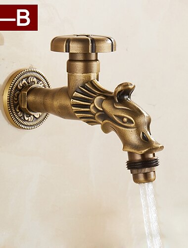  ברז חיצוני - תלייה על קיר לפטיו פליז עתיק עם ידית אחת רחבה, ברזי אמבט אחד, 3 גימורים זהב שחור עתיק
