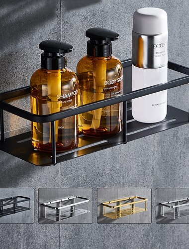  Shower Caddy Rectangle Bathroom Shelf for Washing Supplies, Bath Fixture, Wall Mounted New Design Creative Contemporary Modern 304Stainless Steel, Matte Black, Brushed Nickel, Matte Gold, Chrome 1pc