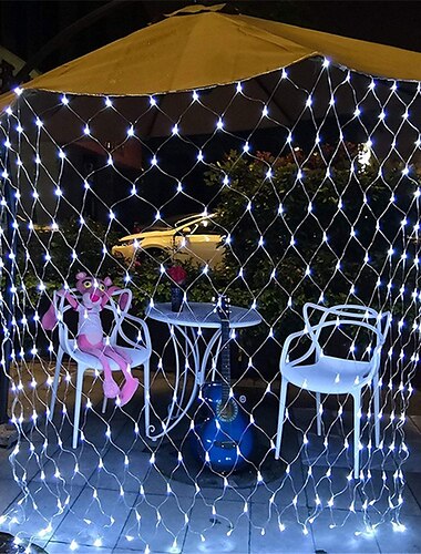luci notturne a rete a led 1.5x1.5m 3x2m 220v matrimonio natale fata stringa luce esterna impermeabile festa festa decor luci a rete con tappo di coda