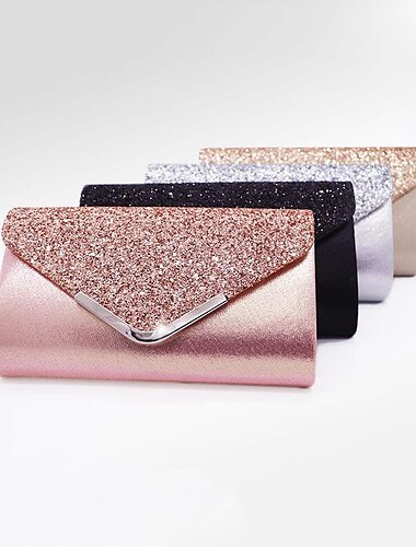  Women\'s Sliver Glitter Clutch Purse with Chain Strap for Parties and Weddings