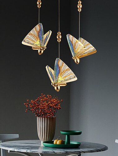 1/2 fényű led függőlámpa luxus kreatív led színes pillangós függőlámpák modern hálószoba éjjeli kávézó bár újrateszt lépcső lámpák 110-120v 220-240v