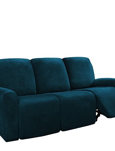  Sofabezug fuer Relaxsessel, 1 Set mit 8 Stueck, Mikrofaser-Stretch, hochelastisch, burgunderrot, hochwertiger Sofabezug aus Samt, Sofabezug fuer 3 Sitzer, Kissen, Relaxsessel, Sofa-Moebelschutz