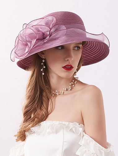  Hats Net Sun Hat Casual Holiday Valentine\'s Day Valentine Melbourne Cup Fashion With Flower Headpiece Headwear dress to impress 2024