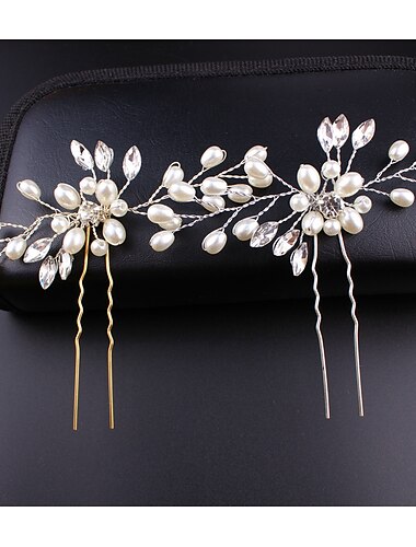  koreansk brud håndlavet perle krystal hårnål, pin u-formet klip, bryllup hovedbeklædning, u-formet hårnål