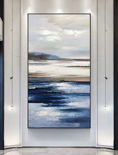  OElgemaelde handgemachte handgemalte Wandkunst moderne Seelandschaft grosse abstrakte Hauptdekorationsdekor gerollte Leinwand kein Rahmen ungedehnt