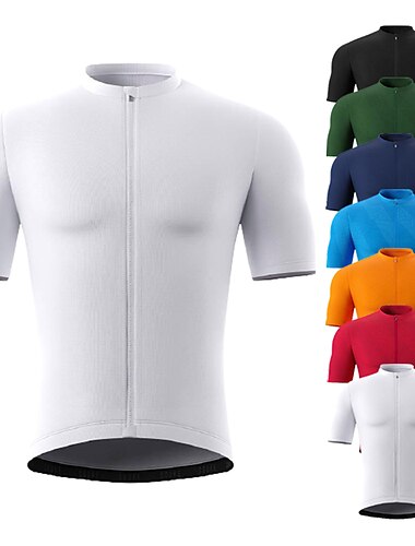  21Grams® Men\'s Short Sleeve Cycling Jersey Patchwork Color Block Bike Jersey Top Mountain Bike MTB Road Bike Cycling White Black Green Spandex Polyester Breathable Quick Dry Moisture Wicking Sports