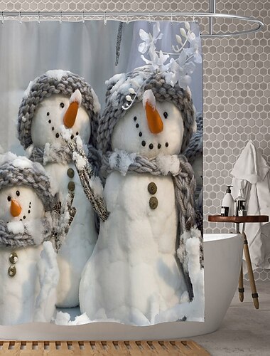 vánoční sprchový závěs voděodolná textilní koupelnová dekorace a moderní a klasické téma a Vánoce