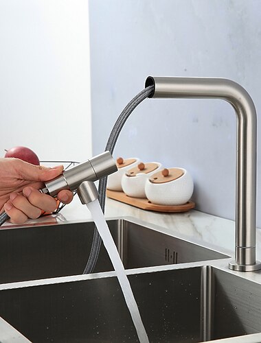  keukenkraan - enkele handgreep eengats RVS uittrekbaar/uittrekbaar andere moderne keukenkranen alleen koud of warm water