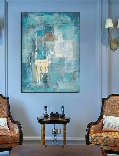 pintura a óleo pintada à mão em tela enrolada moderna floral / botânica abstrata vertical (sem moldura)