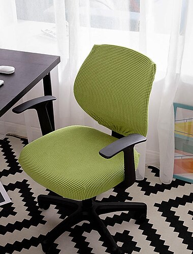 dator kontorsstol klädsel stretch roterande gaming säte överdrag jacquard elastisk grön blå damm överdrag sätesöverdrag mjuk tålig tvättbar