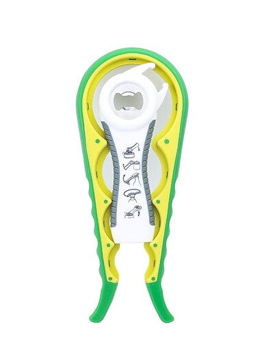  فتاحة جرة 5 في 1 متعددة الوظائف مجموعة فتاحة زجاجات بمقبض سيليكون سهلة الاستخدام للأطفال كبار السن والذين يعانون من التهاب المفاصل