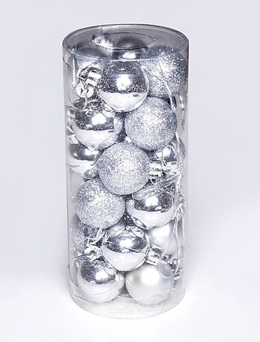  24 قطعة من زينة كرات الكريسماس، 6 سم كرات بلاستيكية مطلية بالكهرباء، زينة معلقة لشجرة الكريسماس، والعطلات، والحفلات والهدايا