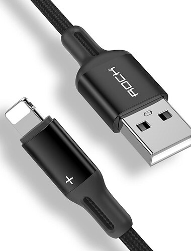 cargador de iphone 3.3ft 6.6ft rock lightning cable cable de carga de iphone 2.4a carga rápida cable usb trenzado de nylon compatible con iphone 14 pro max 13 pro 12 11 xs max 8 plus 7