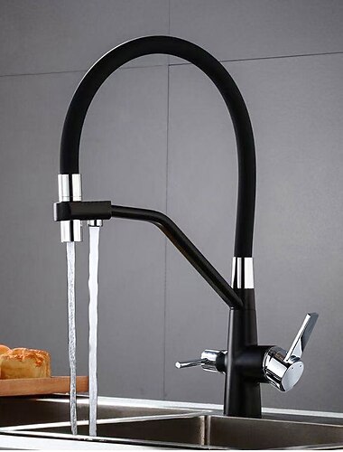  kjoekkenkran - to haandtak to hull krom / oljegnidd bronse / nikkel boerstet uttrekk /&amp;sjenert; nedtrekkbar sentersett antikke kjoekkenkraner