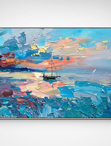 oliemaleri håndlavet håndmalet vægkunst moderne seascape solopgang abstrakt billede boligindretning indretning valset lærred ingen ramme ustrakt
