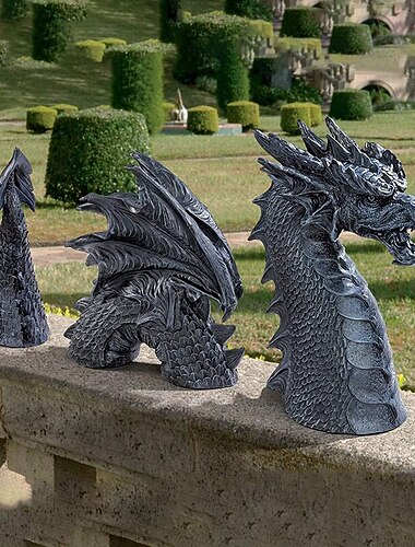  decoracion de jardin de dragon, decoracion de estatua de dragon de resina, decoracion de jardin de resina, decoracion de jardin de pascua, accesorio para el hogar