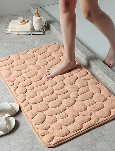  سجادة حمام مرصوفة بالحصى، وسادة إسفنجية غير قابلة للانزلاق، سجاد حمام قابل للغسل، امتصاص سريع للماء، غير قابل للانزلاق، قابل للغسل، سميك، ناعم ومريح لغرفة الاستحمام