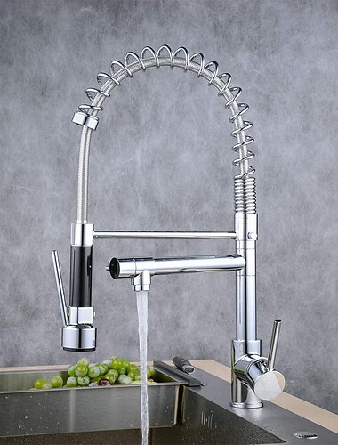  kjoekkenkran, roterbar messing uttrekkbar/nedtrekkbar multifunksjon olje-gnidd bronsefinish enkelthaandtak to hull kjoekkenkraner