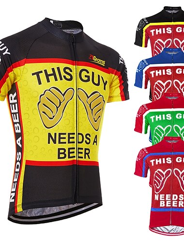  21Grams Men\'s Short Sleeve Cycling Jersey Bike Jersey Top with 3 Rear Pockets Mountain Bike MTB Road Bike Cycling Retro Novelty Jersey Breathable Anatomic Design Quick Dry Red Green Red Blue Red