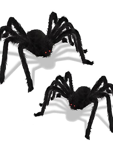  2 Stuecke Halloween Plueschspinnen Schwarz Gruselige Kuenstliche Spinne Halloween Dekoration Horror Requisite Kinder Spielzeug Partyzubehoer