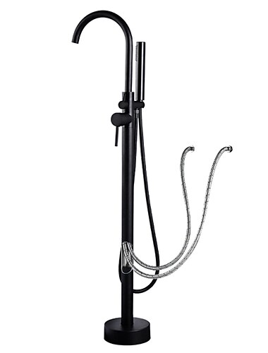  badkraan vloermontage vrijstaand badvuller mengkranen messing, 360 draaibare hoge booguitloop staande douche klauwvoet bad met handdouche mengkranen