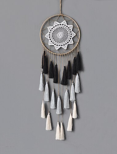  לוכד חלומות ציצית בוהמי עיגול גדול תחרה לקישוט הבית תליון חבר מתנה